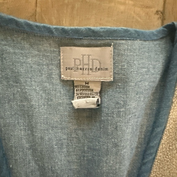 Vintage Paul Harris Denim Womens Vest‎ M Blue Flowers Patchwork Country - Picture 8 of 10